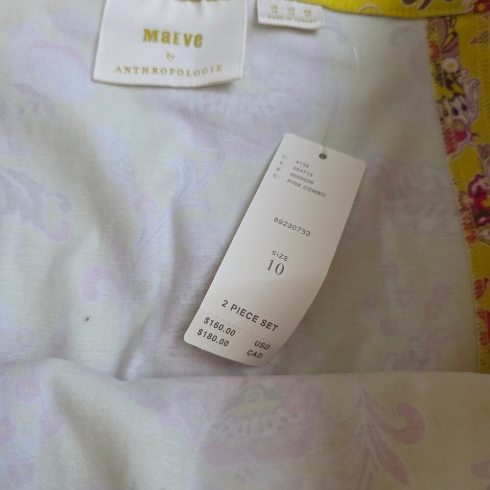 Anthropologie Maeve Paisley Yellow High Waist Slit Skirt Only Women Sz 10 NWT - Picture 10 of 13